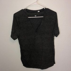 T shirt with v neck slit
